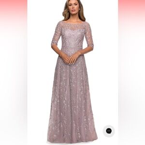 La Femme - Floral Lace A-Line Mother of the Bride Dress